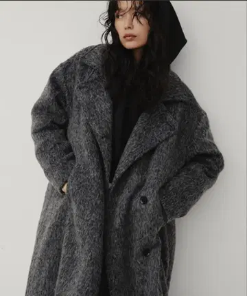 스탠드 칼라 3WAY 샤기 롱 코트