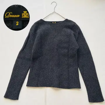 드로어 캐시미어 크루넥 니트 풀오버 가로골지 리브 그레이