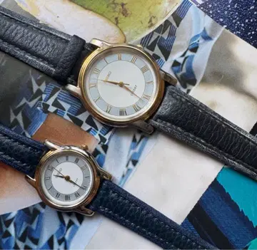 작동품 SEIKO 쿼츠 페어 손목시계 2개 세트 새 배터리