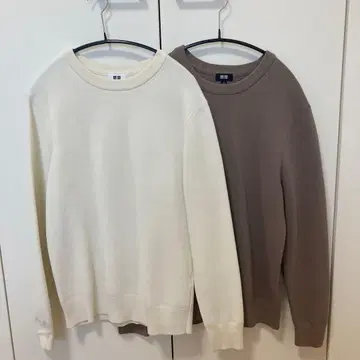 유니클로 워셔블 밀라노 리브 크루넥 스웨터 2색 세트