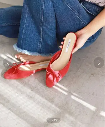 SLOBE IENA 슬리퍼 발레 슈즈 레드 23.5