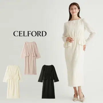 CELFORD 셀포드 플러피 자카드 페플럼 원피스