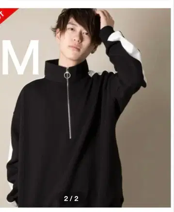 CASPER JOHN AIVER 하이넥 하프 지퍼 맨투맨 블랙 M