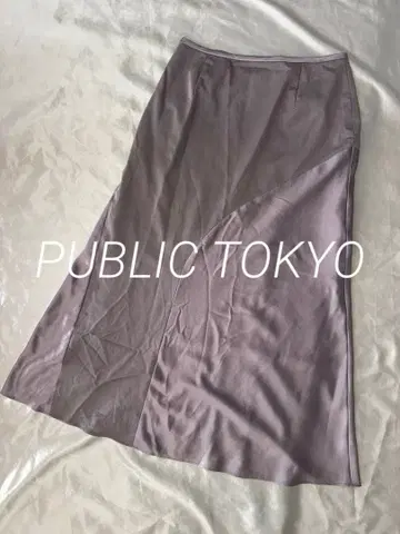 [ PUBLIC TOKYO ] 새틴풍 롱 스커트 라벤더 새상품급