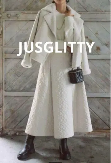 JUSGLITTY 퀼팅 플레어 스커트 롱 저스길리티