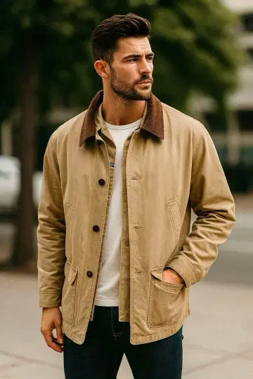 새상품급 L.L.Bean 베이지 코튼 자켓 코듀로이 옷깃 XL