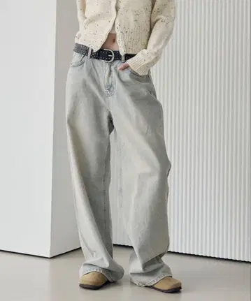 une mansion 올드워싱 빈티지 와이드 데님