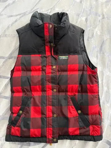 미사용 L.L.Bean 빨검 체크 다운 베스트 S