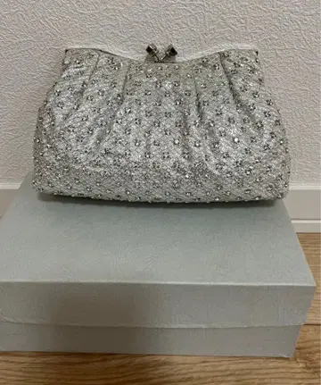 실버 크리스탈 비즈 장식 클러치백 파티 포멀