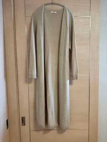 캐시미어 베이지 롱 가디건 허리 리본 포함