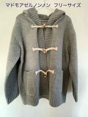 [ 미사용품 ] 마드모아젤 논논 더플 코트 그레이 프리 사이즈 캐시미어