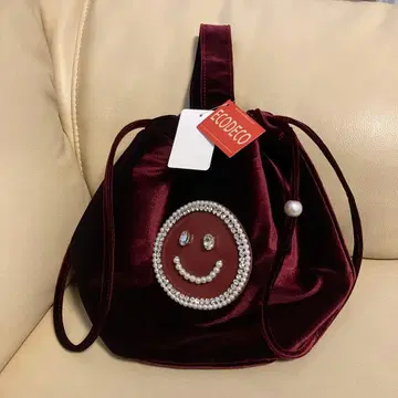 택 포함 새상품 ECODECO 니코짱 펄 벨벳 복조리 백 BEAMS