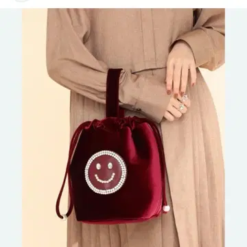 택 포함 새상품 ECODECO 니코짱 펄 벨벳 복조리 백 BEAMS