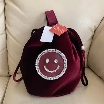 택 포함 새상품 ECODECO 니코짱 펄 벨벳 복조리 백 BEAMS