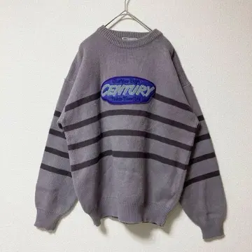 c-boy y2k 패턴 니트 와펜 보더 보라색 디자인 스웨터 구제 의류