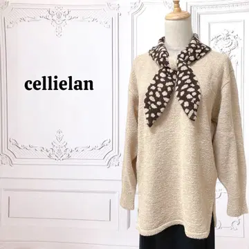 [세리에란] 울 혼방 니트/스웨터 [F] 베이지 무지 보타이 일본제