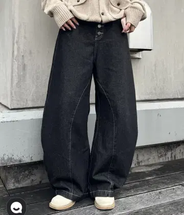 요로 스티치 버튼 플라이 커브 데님