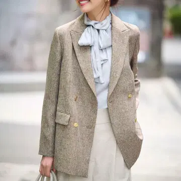 새상품급 NATURAL BEAUTY BASIC 더블 브레스트 박스 자켓