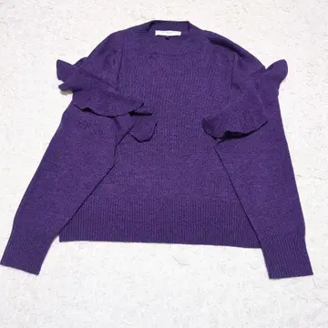 르쉘 블루 프릴 슬리브 풀오버 니트 S