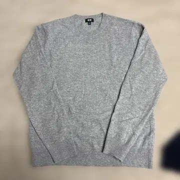 UNIQLO 캐시미어 라이트 그레이 크루넥 스웨터 남성용 M