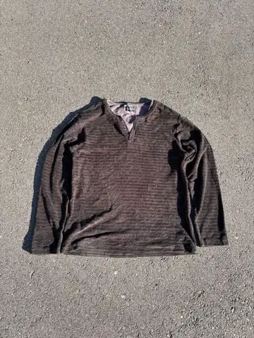 y2k 헨리넥 티셔츠 롱T 헤이세이 시크 스타일 V넥 다크코어