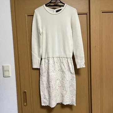 JUSGLITTY 니트 레이스 콤비 원피스