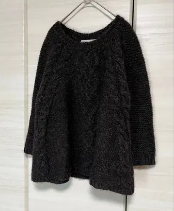 TANG! TANG 울100% 케이블 짜임 니트 스웨터 짙은 브라운