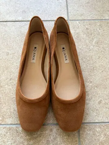 DIANA 브라운 플랫슈즈 23.0cm 천연 가죽