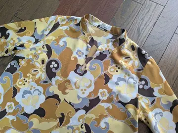 빈티지 1990년대 히피/사이키델릭 7부 소매 블라우스