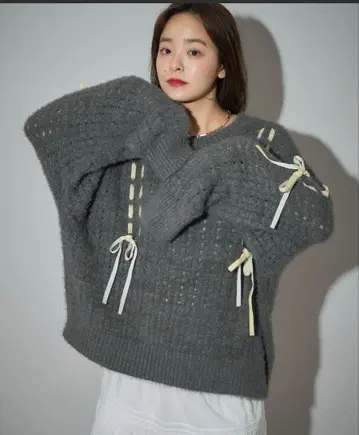 PUBLUX 파브뤽스 리본 뜨개질 페더 니트