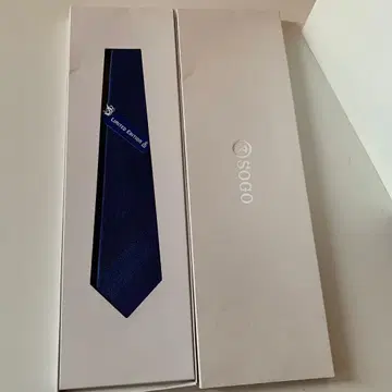 SOGO 네이비 실크 스트라이프 넥타이