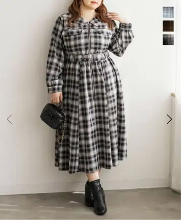 쿠레트 CLETTE 오리지널 체크 무늬 지퍼 원피스 블랙