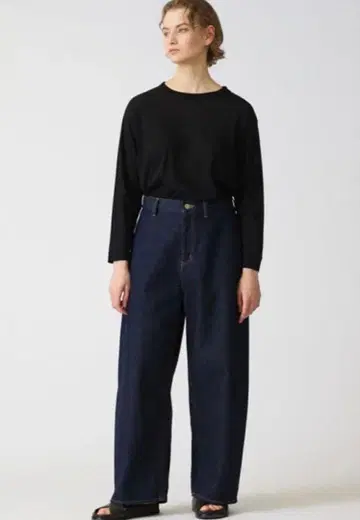 미즈이로 인드 하이웨스트 데님 팬츠