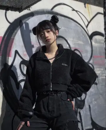 gibous 시그널 보아 아우터 숏 블랙 M