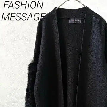 FASHION MESSAGE 가디건 니트 소매 퍼 포함 심플