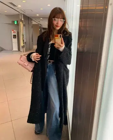 [ miies miim ] 라메 롱 코트