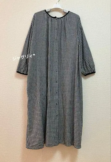 사만사 모스모스 원피스 깅엄 블랙 전후 착용