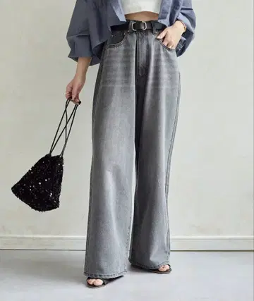 Thevon 하이웨스트 와이드 데님