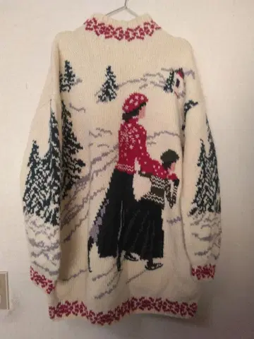 유로 구제 의류 vintage 오버 사이즈 니트 스웨터 설경 크리스마스