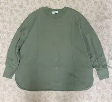 넉넉한 코튼 니트 탁한 그린 슬로브 이에나