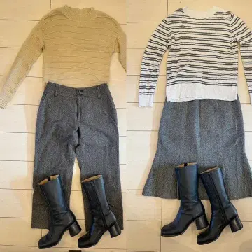 GU S 면100 니트 티셔츠 보더 울 스커트 팬츠 모음