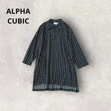 알파 큐빅 보타이 셔츠 튜닉 올 패턴 루즈핏 프린트