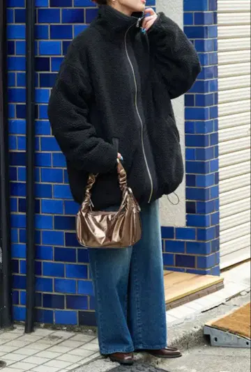 미사용 스탠드 카라 리버서블 보아 블루종 [한정판 전개]