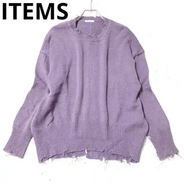 아이템즈 긴팔 니트 풀오버 스웨터 데미지 캐주얼 슬릿