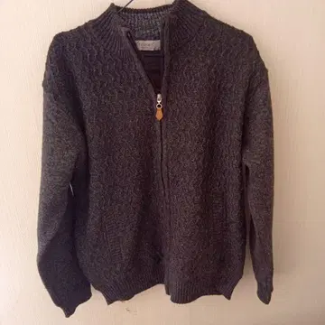 남성용 니트 스웨터 집업 블랙