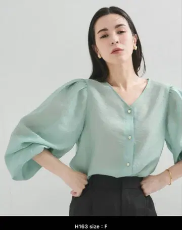 새상품급 셔츠 소매 개더 블라우스 여성용