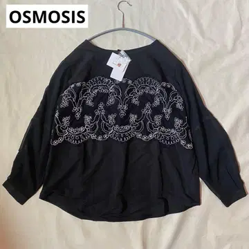 [택 포함] OSMOSIS 레이스 모티브 블라우스 블랙 원사이즈