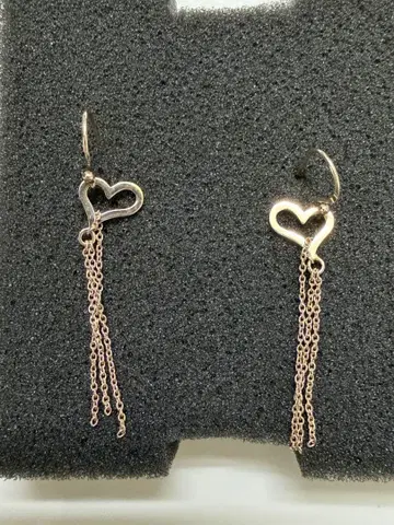 silver925 하트형 체인 귀걸이