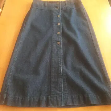 다크 데님 타이트 스커트 프론트 오픈 버튼식