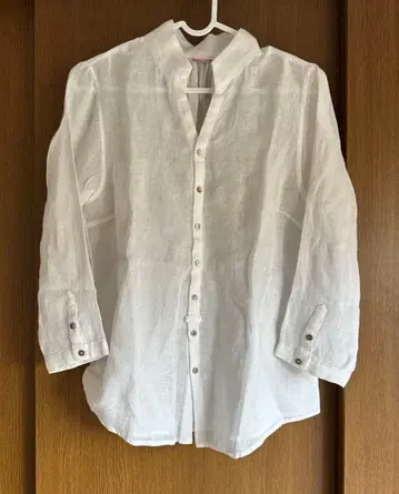 팔라스 팰리스 린넨 소재 7부 소매 셔츠 화이트